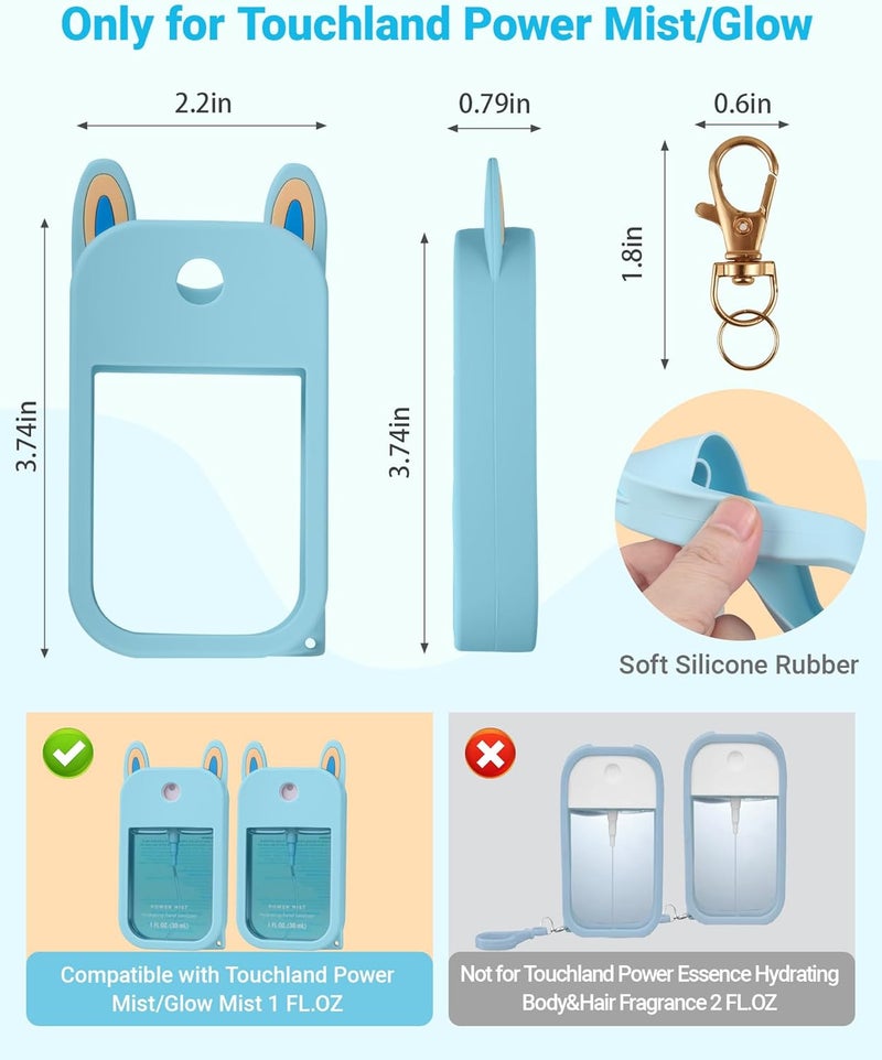 Hovmvtee Cute Ear Silicone Case Compatible with Touchland Hand Sanitizer Spray (Fit for 1 FL.OZ), Protective Case with Keychain, Hand Sanitizer Holder(Beige) - Image 4